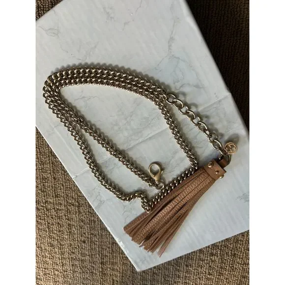 Gucci Chain Leather Tassel Belt Silver / Tan - Picture 2 of 2